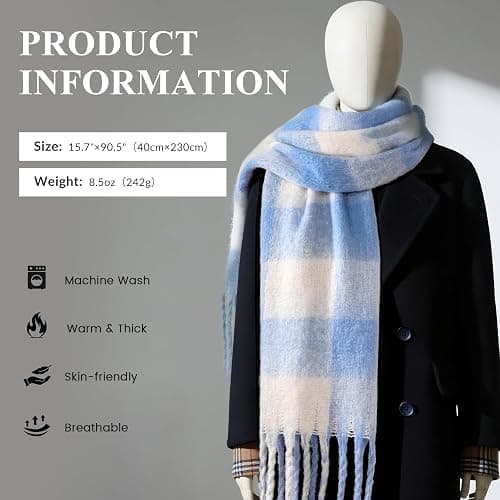 Nimalpal Winter Scarf for Women - Chunky Winter Scarf with Tassel, Womens Scarves for Cold Weather thumbnail 3