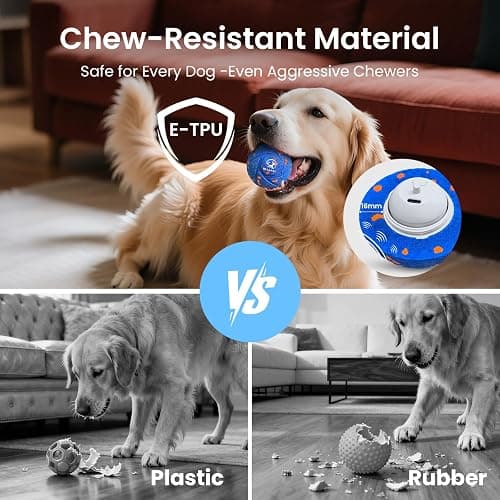 Ollapet Smart Interactive Dog Toy Ball - Auto Bouncing & Rolling, Chew-Resistant E-TPU Material, 3 Interactive Modes, IPX7 Waterproof, Smart Chase Pet Toy Ball for Medium and Large Dogs (Blue) thumbnail 3