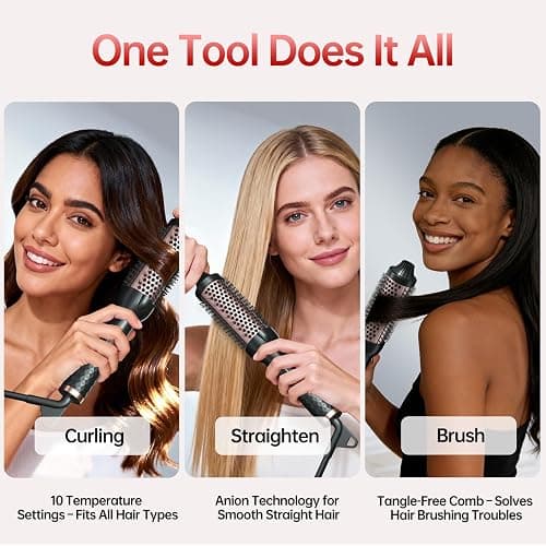 Hahahope 1.5 Inch Thermal Brush, Heated Round Brush for Blowout Look with Negative Ions & Ceramic, 30s Fast Heating Curling Iron with 10 Temperature Settings for Volumizing, Travel Hair Styling Tool thumbnail 4