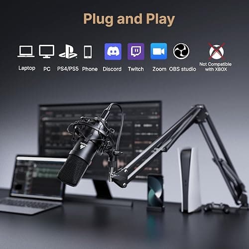 MAONO A04 USB Microphone, 192kHz/24Bit Condenser Mic Kit for PC Podcast | Plug & Play Computer Cardioid Metal Mic with Pro Sound Chipset for Recording, Gaming, Content Creation, Streaming, YouTube thumbnail 5