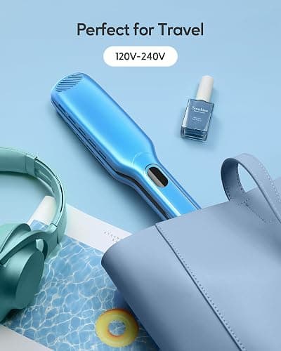 Wavytalk Hair Straightener, 1.7 Inch Wide Vent Sesh Titanium Wet to Dry Flat Iron, Straightener for Damp or Dry Hair (Blue) thumbnail 7