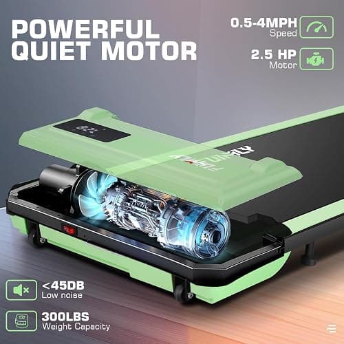 Under Desk Walking Pad for Home Office - 2.5 HP Portable Treadmill With 300 lb Capacity, Compact Jogging Running Machine, Remote Control and LED Display thumbnail 4