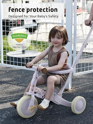 newyoo Lume TR008 Tricycle for Toddlers 1-3, 5-in-1 Push Bike with Parent Handle & Safety Guard, Convertible Balance Bike, Ideal Gift for 1-3 Year Olds, Lilac thumbnail 5