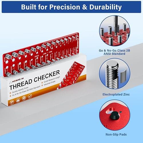 AMJIANGPIN Thread Checker, 30 Nut & Bolt Thread Size Checker 15 Standard &15 Metric, Wall-Mounted Stainless Steel Thread Gauge Checker with Inch & Metric, Bolt Size Finder thumbnail 2