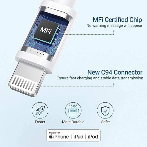 iPhone Fast Charger,[Apple MFi Certified] iPhone Charger Fast Charging Apple Wall Charger Block 6FT USB C Lightning Cable Cord Type C Adapter for iPhone 14 Pro Max/13/12 Mini/11/10/XS Max/XR/X/8/7/SE thumbnail 4