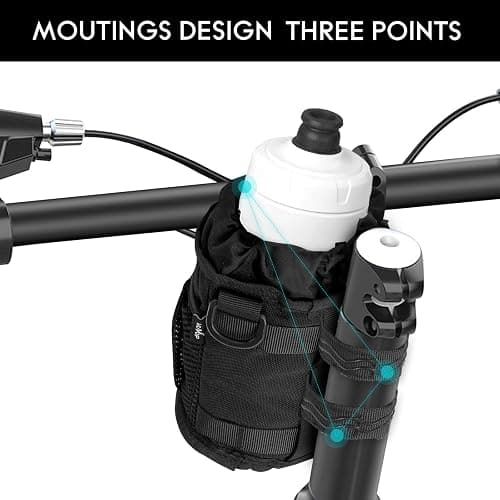 WUVOP Bike Cup Holder, Water Bottle Holder Handlebar with Mesh Pockets, Universal Cycling Bicycle Water Bottle Drink Cup Cage for Cruiser, Scooter, Mountain, Road Bike, Wheelchair thumbnail 2