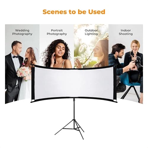 K&F CONCEPT U-Shape Reflector Curved Reflector 180x60cm with 4-in-1 Reflective Fabric, Black/Gold/White/Silver, with 1.9m Stand, with Storage Bag, for Photography Studios thumbnail 8
