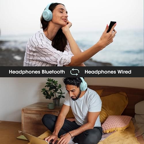 DOQAUS Bluetooth Headphones Over Ear, 70H Playtime,3 EQ Modes, with ENC Mic | HiFi Stereo Sound, Deep Bass, Soft Memory Foam Earpads, Headphone Wireless for Phone PC Travel Home Office, Blue thumbnail 7