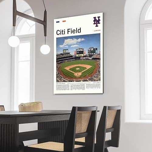 CitiFieldew Stadium Poster (L24 xW16 Canvas) New York Ballpark Wall Art Print, Mets Retro Sports Poster, Gift for Baseball Fans Supporters thumbnail 6
