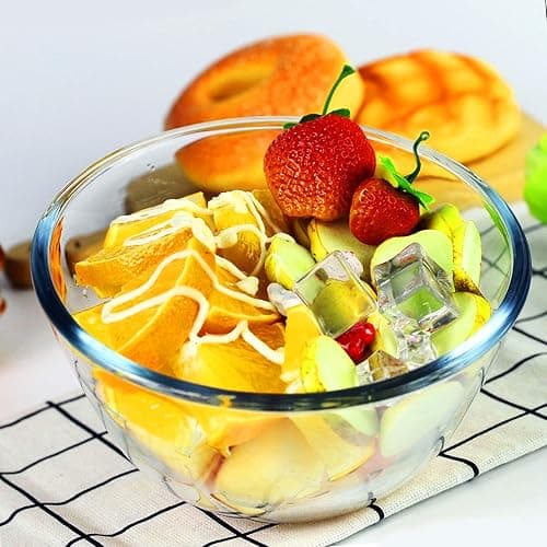Luvan High Borosilicate Glass Mixing Salad Bowls with Lids 3 Piece(4.5QT,2.7QT,1.1QT),Large Kitchen Nesting Bowls with Airtight Lids Great for Food Storage, Cooking, Baking, Prepping -Clear - (3 pieces with lid ) - (3 Pieces With Lid ) thumbnail 7