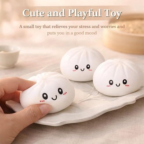 Dumpling Squishy, Squishy Dumpling Toy, Glitter Dumplings Squishiest Toy with Steamer Box, Stress & Anxiety Relief Toys for Kids & Adults Non-Edible (Gold) thumbnail 2