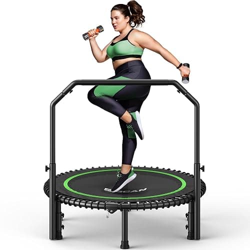 BCAN 40"/48" Mini Rebounder Trampoline for Adults with Bar, 450/550LBS Fitness Trampoline with Bungees, Adjustable Handle, Stable & Quiet, Indoor Outdoor, Whole-Body Workout & Relaxation at Home - Image 1