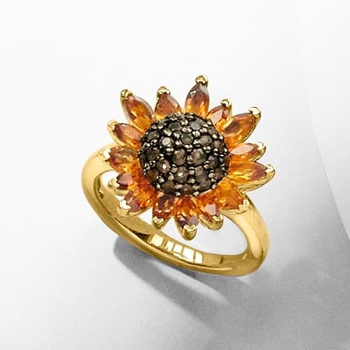 Ross-Simons 1.70 ct. t.w. Citrine and .80 ct. t.w. Smoky Quartz Sunflower Ring in 18kt Gold Over Sterling thumbnail 6