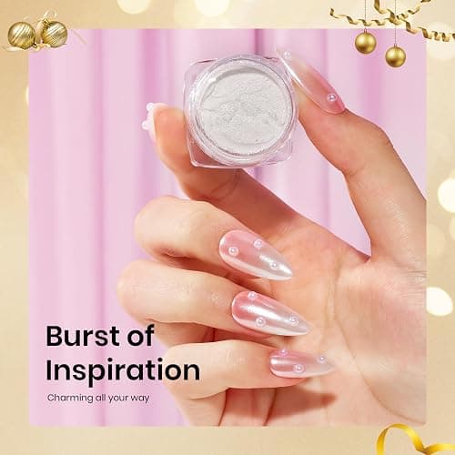 Beetles White Chrome Nail Powder for Gel Nails Pearl Cromer Nail Powder Mirror Effect Nails Gel Polish Glitter Manicure Holographic Pigment Nails Art Design Gifts for Women thumbnail 2
