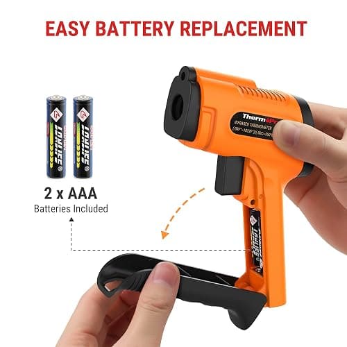 ThermoPro TP30 Infrared Thermometer Gun, Laser Thermometer for Cooking, Pizza Oven, Griddle, Engine, HVAC, Laser Temperature Gun with Adjustable Emissivity & Max Measure -58°F ~1022°F (Not for Human) thumbnail 8
