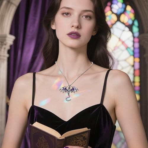 Wasise Dragon Necklace - Gothic Jewellery, Fourth Wing Merch, Gothic Jewelry with Fantasy Dragon Pendant, Chinese Dragons Pendant, Dragons Gifts for Women, Unique Necklace Gifts for Lovers thumbnail 6