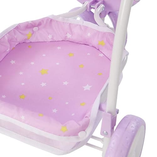 Olivia's Little World - Play Baby Doll Bassinet Stroller for Toddler, Baby Doll Pram Stroller Buggy for 3+ Year Old Girls, Twinkle Stars Princess 2-in-1 Baby Doll Stroller for Kids - Purple thumbnail 9