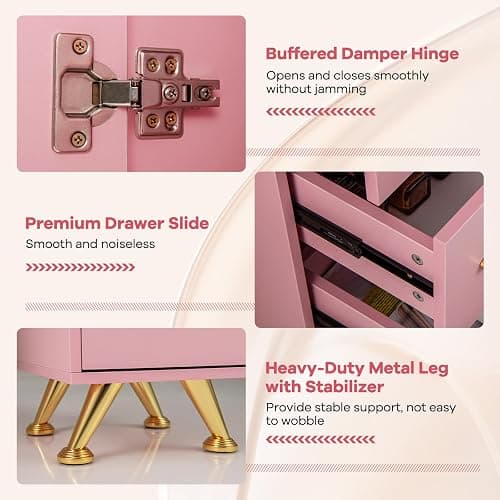 WELLHUT Nail Table for Nail Tech, Manicure Table w/Movable Wrist Rest, Acetone Resistant Nail Desk Salon Station Workstation with 3 Drawers, 2 Large Cabinets for Home Office Spa Beauty Salon thumbnail 6