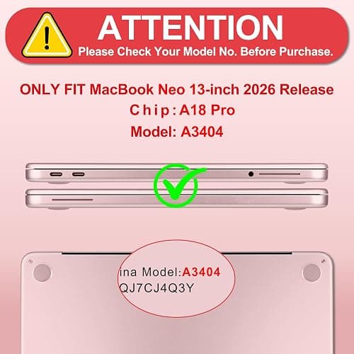 DONGKE Matte Frosted Compatible with MacBook Neo 13 Inch 2026 (Model A3404 | A18 Pro Chip) | Anti-Crack & Scratch & Fingerprint | 100% Match Official Color Blush thumbnail 2