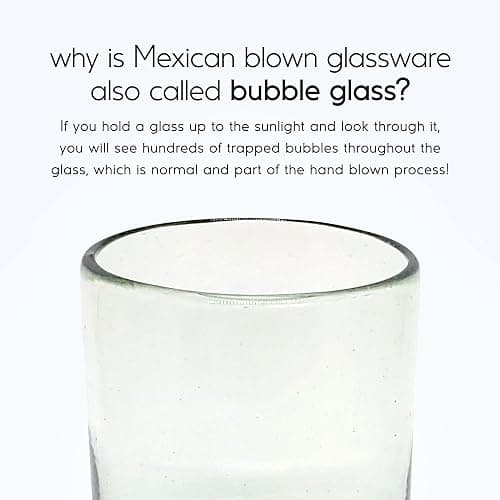Clear 10 oz Tumblers (set of 6), Hand Blown Mexican Glassware, Recycled Glass Drinking Glasses, Lead-Free, Cocktail Margarita Glasses, Wine Glasses, Shot Glasses, Whiskey Glasses (Tumbler) thumbnail 4