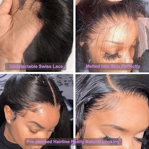 32 Inch 13x6 Body Wave Lace Front Wigs Human Hair 200 Density HD Lace Front Wigs Human Hair Pre Plucked Brazilian Virgin Wigs Human Hair for Women Glueless Lace Frontal Wig Natural Black Body Wave Wig thumbnail 7