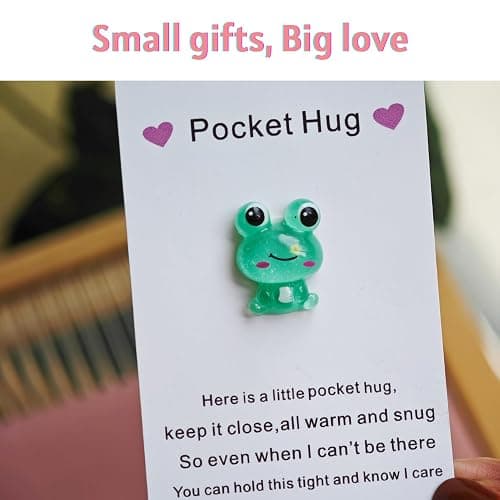 YOJO Pocket Hug Card, Frog Pocket Hug Token, Emotional Support, Pocket Hug with Greeting Cards, Pocket Hug Token, Christmas Anniversary Valentines Birthday Long Distance Gifts for Her Him thumbnail 4