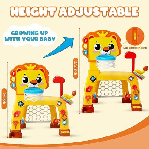 OWNONE 1 4 in 1 Toddler Basketball Hoop & Soccer Goal, Gift for Boys Girls 1 2 3 Years Old, Kids Sports Toys with Lights Sounds Music, Baby Toys for 12-18 Months, Christmas Birthday Gift for Age 1-3 thumbnail 3