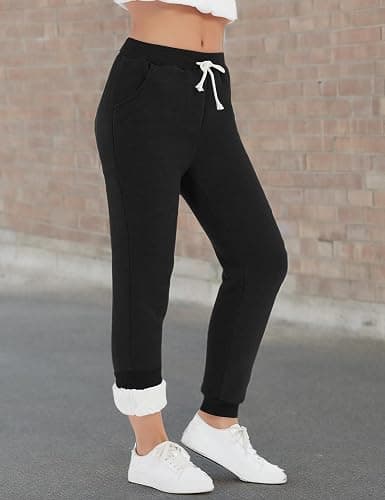 Flygo Women's Winter Warm Fleece Joggers Pants Sherpa Lined Athletic Active Sweatpants thumbnail 8