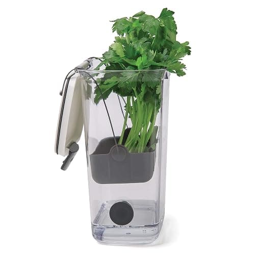 Progressive International PKS-930 BPA-Free Plastic ProKeeper Herb Keeper with Removable Silicone Drain Plug, 1 Piece, White thumbnail 2