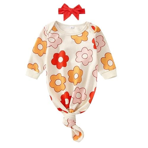 Infant Newborn Baby Girls Floral Sleep Gown Headband Sleepwear Romper Sleeping Bags Outfits - Image 1