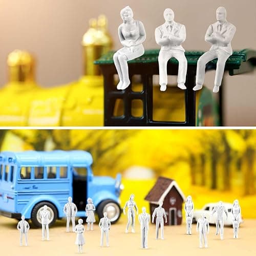Namalu 30 Personnages Miniatures pour Modélisme Échelle 1:50 Mini Figurines de Diorama Figurines de Personnes Blanches Non Peintes Maquettes Architecturale Modèles de Personnes pour Scènes Trains thumbnail 7