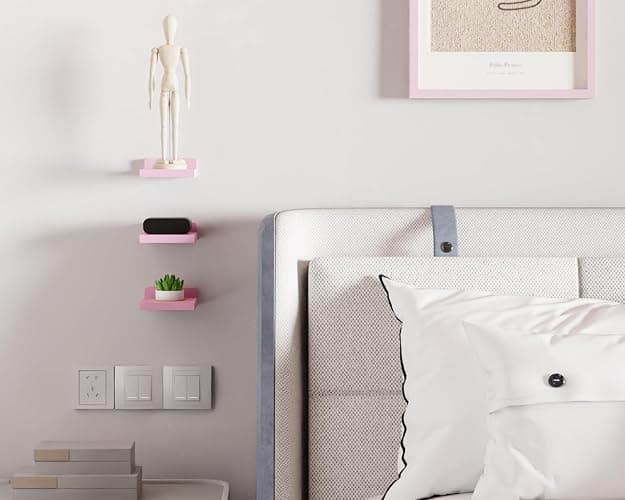 QsQueen Small Floating Shelves Mini Shelves Hanging Display 5 Inch Wall Shelf for Bathroom Livingroom Bedroom,3 Pack, with 2 Types of Installation, Great for Room Decor - Pink thumbnail 4