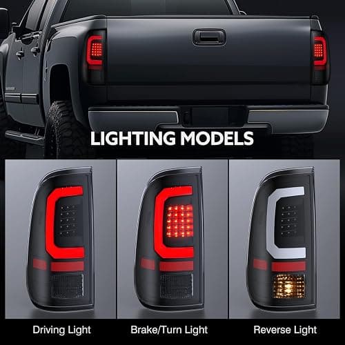 vvavv LED Tail Lights Compatible for 2008-2016 Ford F250 F350 F450 Super Duty, Clear Lens White C-Type Tube Rear Brake Lamps OE Replace FO2800208 FO2801208 thumbnail 2