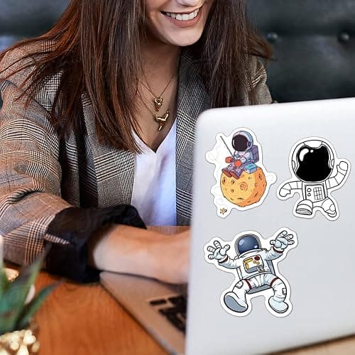 100pcs Space Stickers Pack for Water Bottles, NASA Logo Astronaut Vinyl Sticker for Hydroflask Helmet Laptop Skateboard, Waterproof Decals Gifts for Kids Teens Boys Adults thumbnail 2