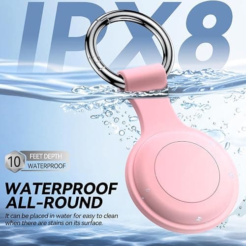 [2 Pack] Joremx Waterproof for Airtag Holder,Soft Silicone Protective case for Apple Air tag with Key Ring,Lightweight and Anti-Scratch,Compatible with AirTag Keychain for Dog,Car Key,Luggage（Pink-2） thumbnail 2