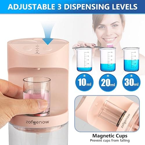 ZOFGENOW Automatic Mouthwash Dispenser for Bathroom,Bathroom Accessories 19.4 Fl Oz Dispensers with Magnetic Cups,Wall Mounted Dispenser,Suitable for All Age Groups,Pink thumbnail 5