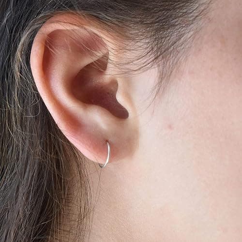 EPIRORA Silver Hoop Earrings- Cartilage Endless Small Hoop Earrings Set for Women Men, 3 Pairs of Hypoallergenic 925 Sterling Silver Tragus Earrings Nose Lip Rings thumbnail 7