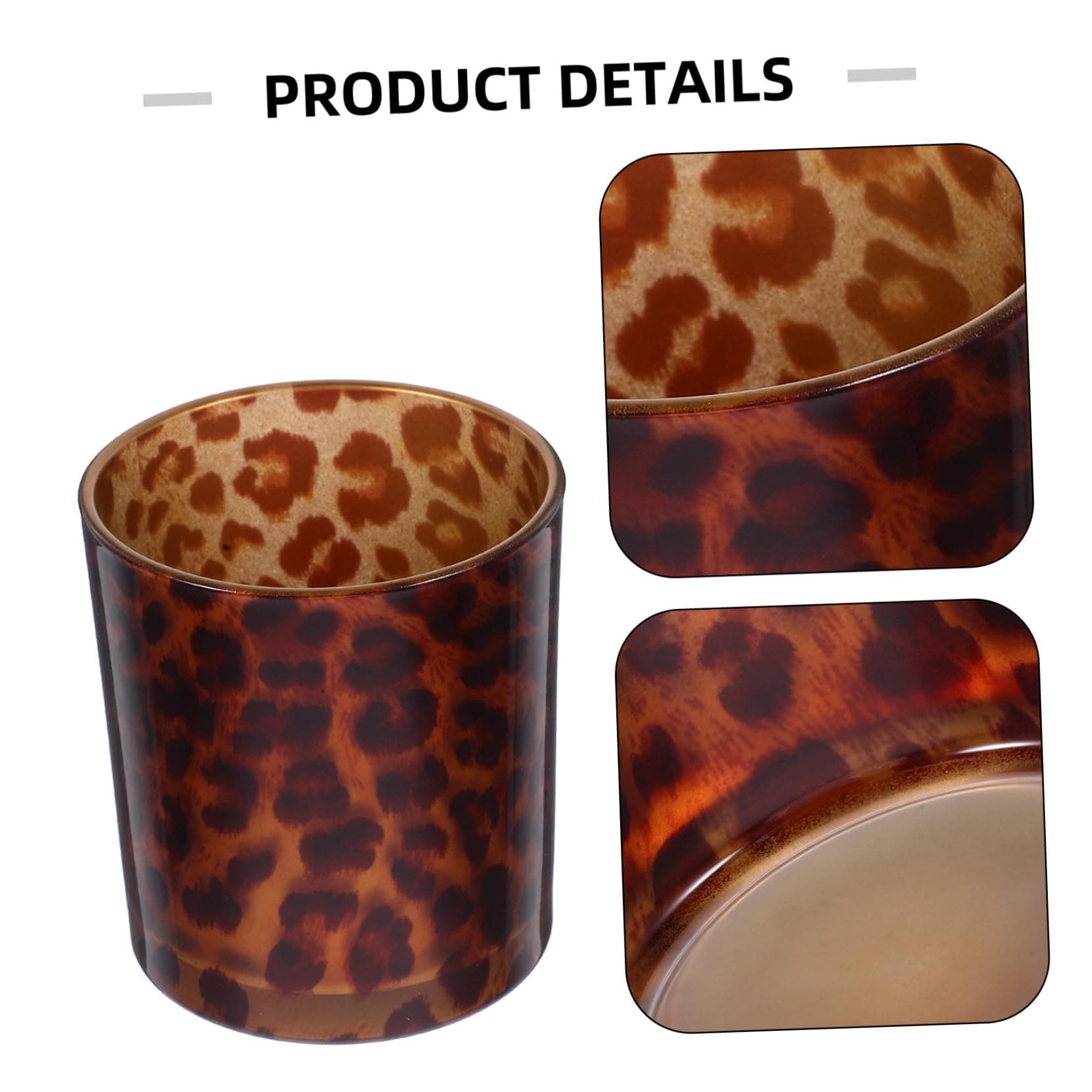 Alipis Leopard Print Glass Candle Holder 8x9cm Reusable Candle Cup Aromatherapy Decorative Home Accent thumbnail 3