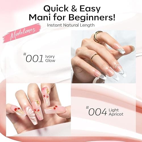 Modelones Poly Gel Nail Kit 3 Colors Clear White Apricot with Slip Solution Dual Nail Forms Top Base Coat Extension Builder Gel Enhancement Professional Starter Kit DIY Nail Art Salon Use thumbnail 7