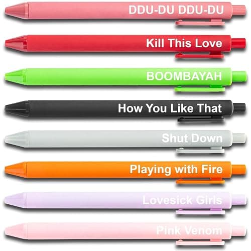 Kpop Blackpink Inspired Pen Set, Cute K pop Gel Pens, Black Pink Blinks Gifts Merch, Music Birthday Party Favors for Music Fans - Image 1