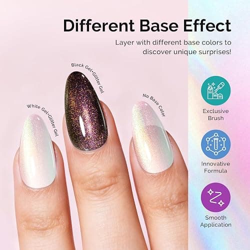 MelodySusie Shimmer Aurora Yellow Pink Gel Nail Polish, 0.5fl oz Soak Off UV LED Jelly Pink White Gel Polish Gift for Women Nail Art Manicure Salon DIY Nail Design Decoration at Home-G2608 thumbnail 5