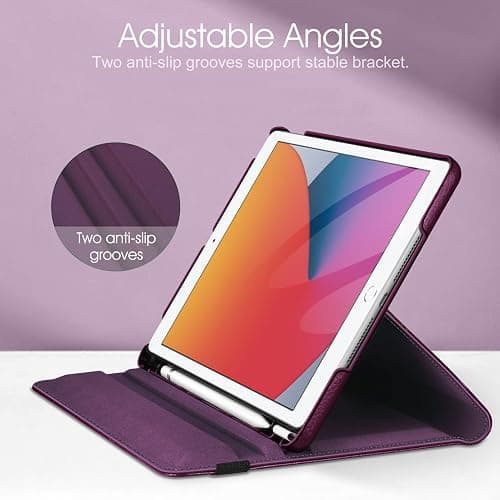 Fintie Rotating Case for iPad 9th Generation (2021) / 8th Generation (2020) / 7th Gen (2019) 10.2 Inch - 360 Degree Rotating Stand Cover with Pencil Holder, Auto Wake Sleep, Purple thumbnail 8