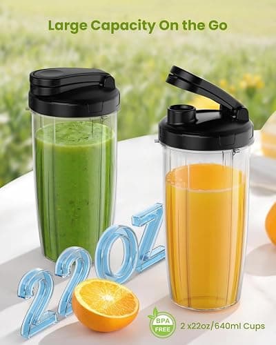 LAMPICK Blenders for Smoothie, 900W Personal Blender for Shakes and Smoothies with 2 * 22oz BPA Free Portable Cups, Small Juicer for Protein Shake, Baby Food, Frozen Drink thumbnail 5