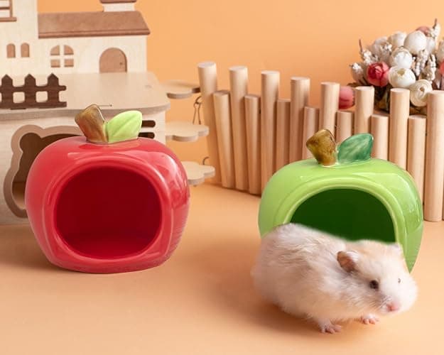 Ceramic Hamster Cooling Hideout Fruit Shape Dwarf Hamster House and Habitat | Small Animal Sleeping Cave,Hamster Cool Hiding Spot for Dwarf Hamsters Gerbil Mice to Prevent Small Pets from Overheating thumbnail 3
