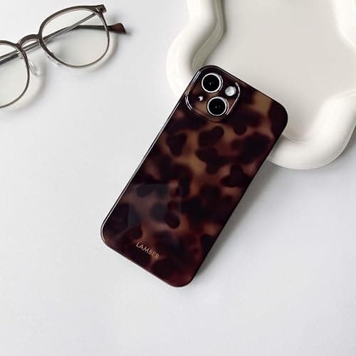 NITITOP Compatible for iPhone 14 Plus / 15 Plus Case Cute Stylish Leopard Print Amber Aesthetic Tortoise Design for Women Girls Men Soft TPU Shockproof Protective Cover - Brown thumbnail 3