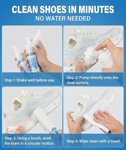 Shoe Cleaner Kit – 200ml White Sneaker & Trainer Cleaner with Brush & Microfibre Cloth – For Leather, Canvas, Knit, Boots, Rubber & Running Shoes thumbnail 5
