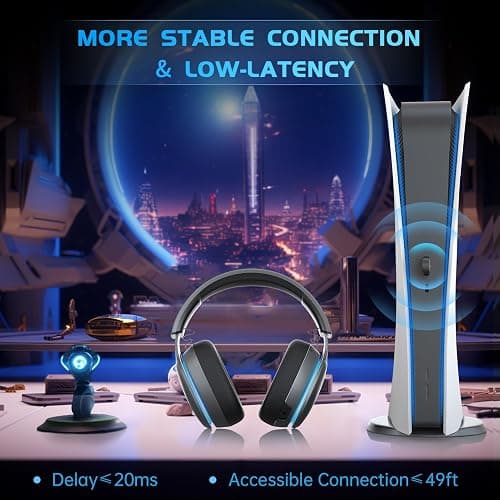 Gtheos 2.4GHz Wireless Gaming Headset for PS5, PS4 Fortnite & Call of Duty/FPS Gamers, PC, Nintendo Switch, 7.1 Surround Sound, Bluetooth 5.3 Gaming Headphones with ENC Mic, 40+Hr Battery - Space Gray thumbnail 3