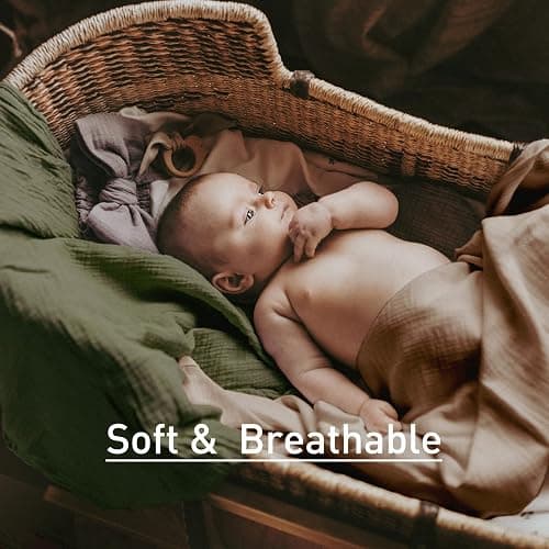 Muslin Receiving Blankets, Neutral Blanket Swaddling for Newborn Boys and Girls, 5 Pack Breathable and Skin-Friendly Swaddle Wrap for Infant Baby (Elegant Colors) thumbnail 5