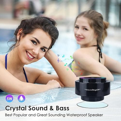XLeader Shower Speaker, Upgraded,Certified IPX7 Waterproof, Mini Bluetooth Wireless Small Speaker with Lights, Suction Cup and Mic for Bathroom, Crystal Sound&Bass,12H Playtime, Ideal Electronic Gifts thumbnail 9