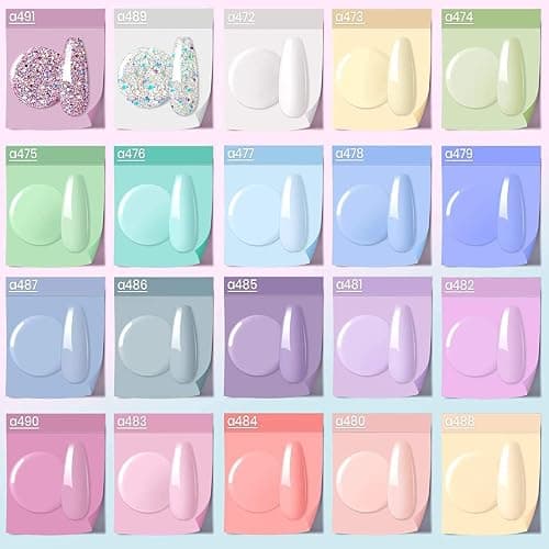 Beetles Gel Nail Polish - 20 Pcs Pastel Paradise Soak Off, Nude Gray Pink Blue Glitter Gel Polish Starter Kit with Glossy Matte Top Base Gel Coat Manicure Kit thumbnail 4